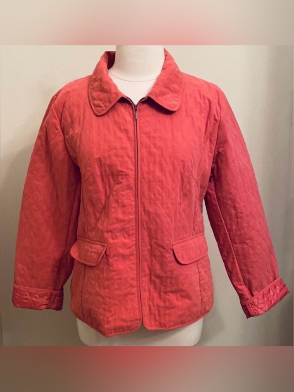 Christopher & Banks Coral Quilted XL Coastal Casual Grandma Chic Preppy Jacket